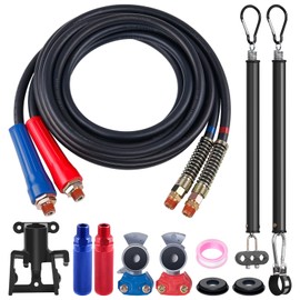 YiaChuii 15 FT Semi Truck Air Line Kit Straight Heavy Duty Air Line Hoses with Gladhands, Handles, Holder and 16" Tender Spring Kit for Trailer Truck Tractors Parts