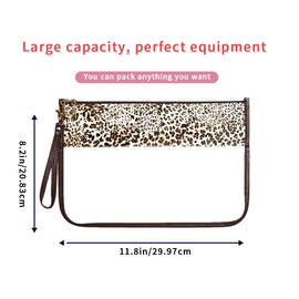 YUEBEI Clear Travel Pouches for Toiletries, Travel Makeup Bag With Zipper For Women,Clear Pouches for Travel,Gym,Beach (Brown-Leopard)