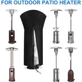 IDOXE Patio Heater Cover Waterproof with Zipper, Standup Classic Terrace Outdoor Round Heater Covers (Black)