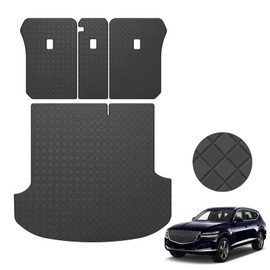 Trunk Liner & Backrest Mat for 2021-2024 2025 Genesis GV80 : Custom Fit PU Leather Cargo Liner and Backrest Protector - All Weather Waterproof Anti-Slip Easy to Clean Cargo Mat