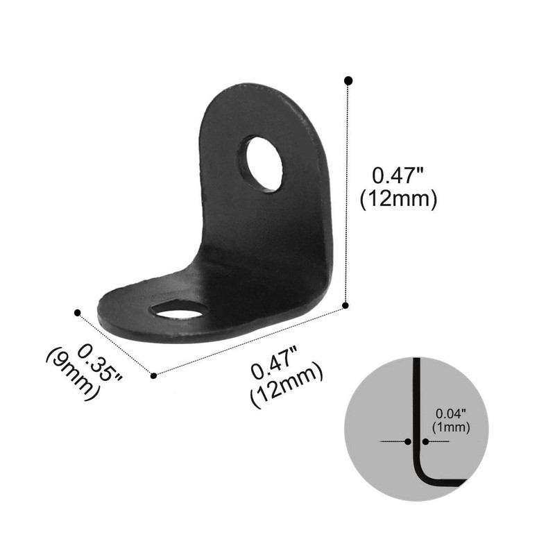 sourcing map 12 x 12mm Angle Bracket Black Corner Brace
