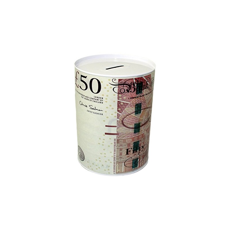 £50 Pound Money Tin Can Box With Printed Piggy Bank