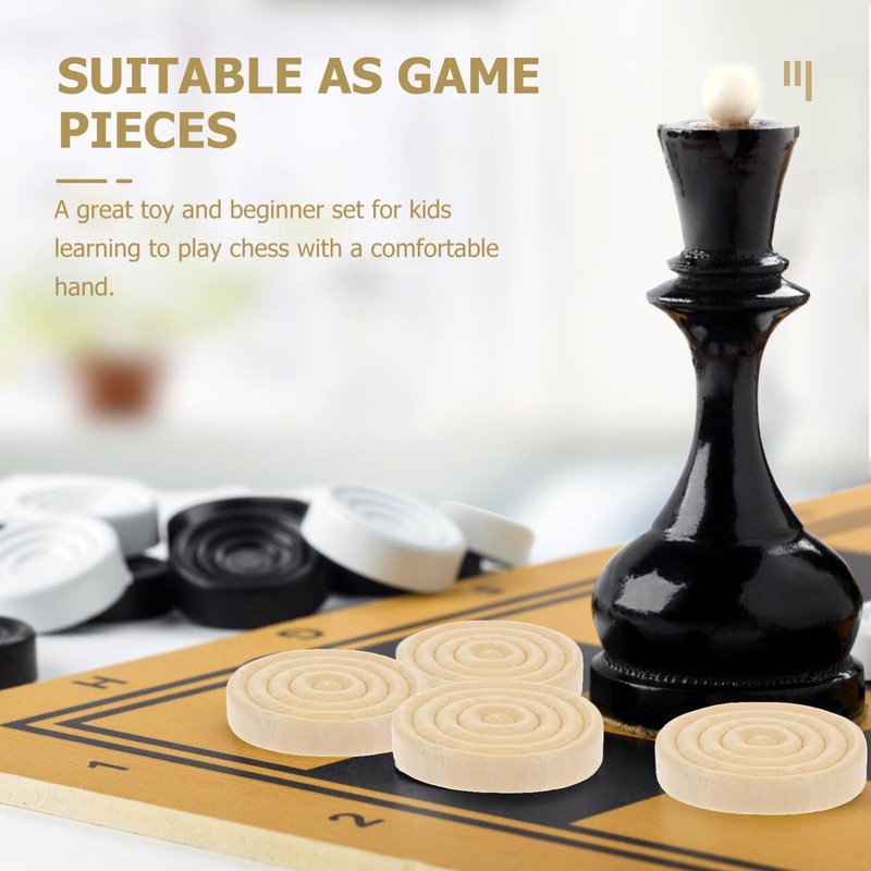 Warmhm 48 Pieces Wooden Backgammon 2.4cm Stackable Backgammon Replacement Backgammon