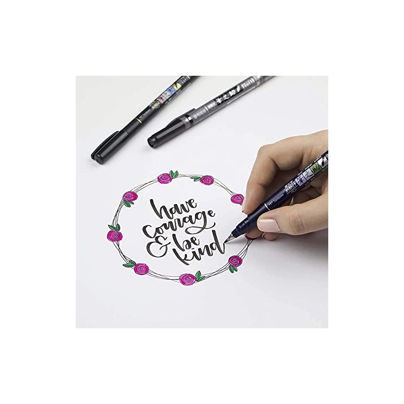Tombow 62039 Fudenosuke Brush Pens, 3-Pack. Soft, Hard, and Twin