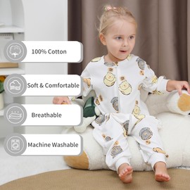 HAHASHOW Baby Sleeping Sack, Toddler Sleep Bag with Legs Long Sleeves, 100% Cotton Baby Wearable Blanket with feet, Early Walk Sleep Sack, Fit 1.5T-2.5T, White