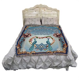 Pure Country Weavers - Chuppah Woven Tapestry Throw Blanket with Fringe Cotton USA Size 72 x 54