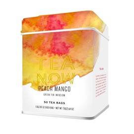 Life Plus Style Gourmet TEA NOW Mango Peach Green Tea Infusion Herbal Tea Bags Caffeinated Organic Ceylon Teas Brew Hot 50 Tea Bags - Pack of 1