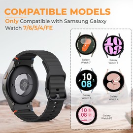 NotoCity Sport Bands Compatible with Galaxy Watch 7 Band 40mm 44mm,No Gap Soft Silicone Strap for Galaxy Watch 6 Classic 43mm 47mm/Watch 5 Pro 45mm/Galaxy Watch FE Band