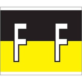1-1/2" H x 1-1/4" W Yellow/Black Kardex PSF-139 Compatible 1-1/4" Alpha Labels 'F' (500/Roll) - TBBS-139-F