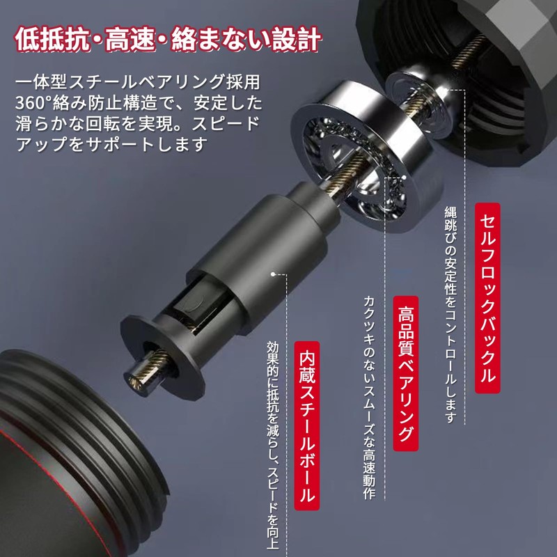 ポクミル 縄跳び トレーニング用 大人用·子供用 長さ調整可 ねじれ防止 フィットネス ジャンプロープ なわとび 人間工学設計
