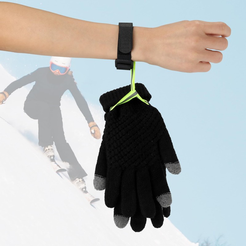 PEUTIER 4pcs Glove Strap, Adjustable Ski Glove Wrist Straps Ski