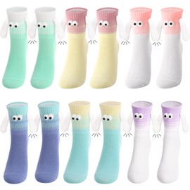 Jspupifip 6 Pairs Easter Holding Hands Magnetic Socks, Colorful Magnetic Hand in Hands Socks Novelty Gifts for Girlfriend, Valentines, Friends