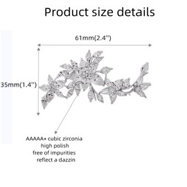 GULICX Silver Tone Zircon Flower Blossom Diamante Brooch Badge Pin Classic Design for Women