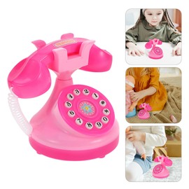 ERINGOGO Vintage Old Phones Corded Retro Phone Plastic Old Fashion Telephone Simulation Telephone Early Educational Pretend Role Play Interactive Vintage Decor with Rotary Dial and Wheels