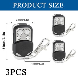 3 PCS Universal Garage Door Opener Remote, 433MHz Gate Remote Control Fob with 4 Buttons Fob, Copy Remote Opener Garage Door for Garage Doors,Roller Shutters,Car Alarms,Electric Gates