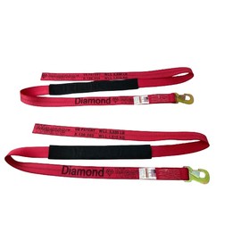 2" x 8' RED Diamond Weave Wheel Lift Strap with Flat Snap Hook (2 Pack)