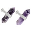 mookaitedecor Set of 2 Amethyst Double Crystal Points Drawer Knobs