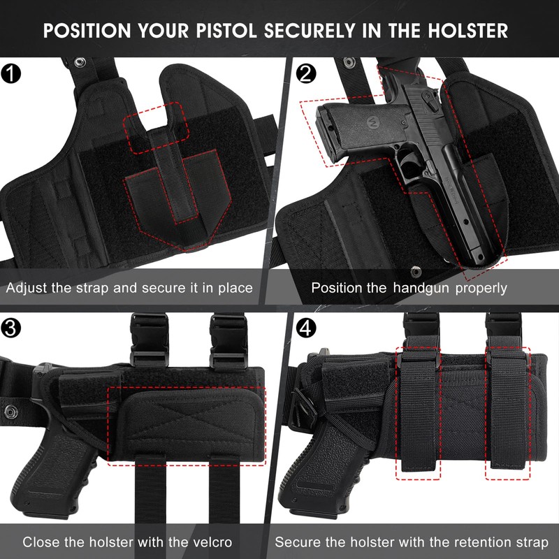Drop Leg Holster, Tactical Thigh Holster Compatible with Optic/Light/Laser