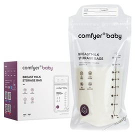 Comfyer 150 Pcs Breastmilk Storage Bags, 8oz Large Capacity, No Leak, Easy Storage with Self Sanding or Lay Flat, in-Out Seperate Design, Recyclable & BPA Free