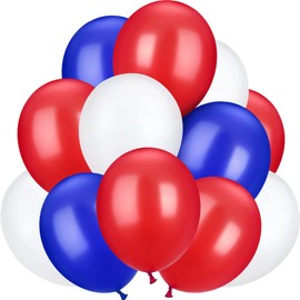 100 Pcs Party Latex Balloons Quality Assorted Balloons for Celebrating Birthday Graduation Wedding Festival Party Decoration (Blue, Red, White,6.6 Inch)