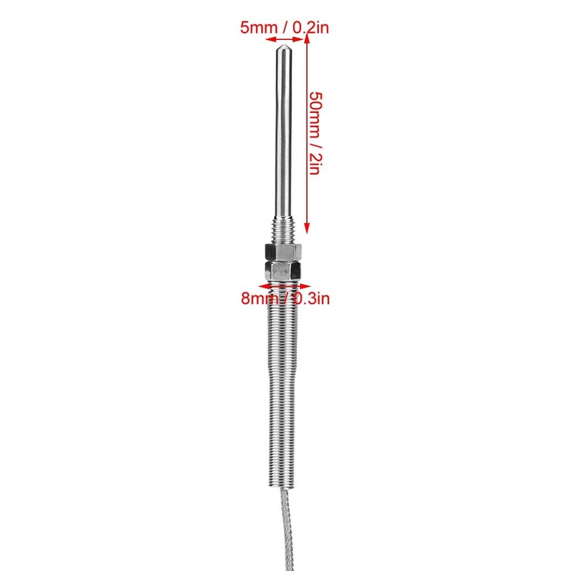 PT100 Thermocouple Temperature Sensor M8 Thread Platinum Resistance Thermocouple 50