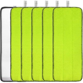 Mop Pads for Sabco Mop and Bucket System-13" x 5" Microfiber Multi-Purpose Cloth,6 Pack Upgraded Replacement Refills Reusable Flat Replacement Heads Pads for Wet Or Dry Floor Cleaning