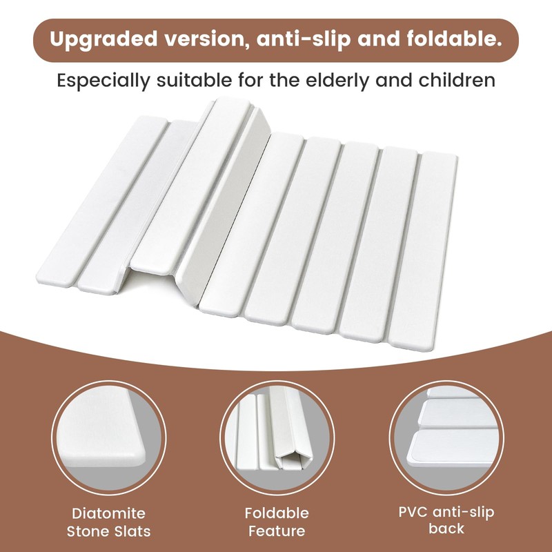 Super Anti-Slip Strong Absorbent Diatomite Pad, Stone Bath Mat 23.6