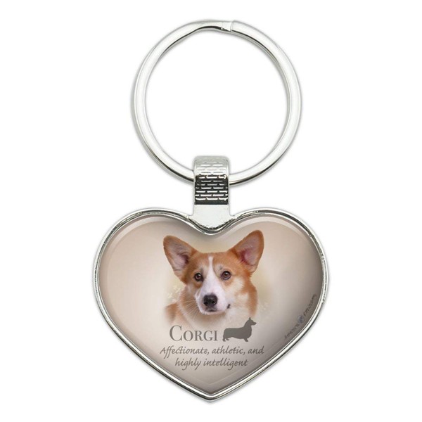 GRAPHICS & MORE Corgi Dog Breed Heart Love Metal Keychain