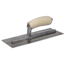 MARSHALLTOWN QLT Notched Trowels - Riveted (11 x 4-1/2), Wood Handle, Flat-V Shape, 6mm X-Notch, 6mm Y-Notch, 19mm Z-Notch, Made In The USA, NT758