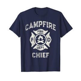 Funny CampFIRE CHIEF Hiking Summer Camp Director FD Blue T-Shirt