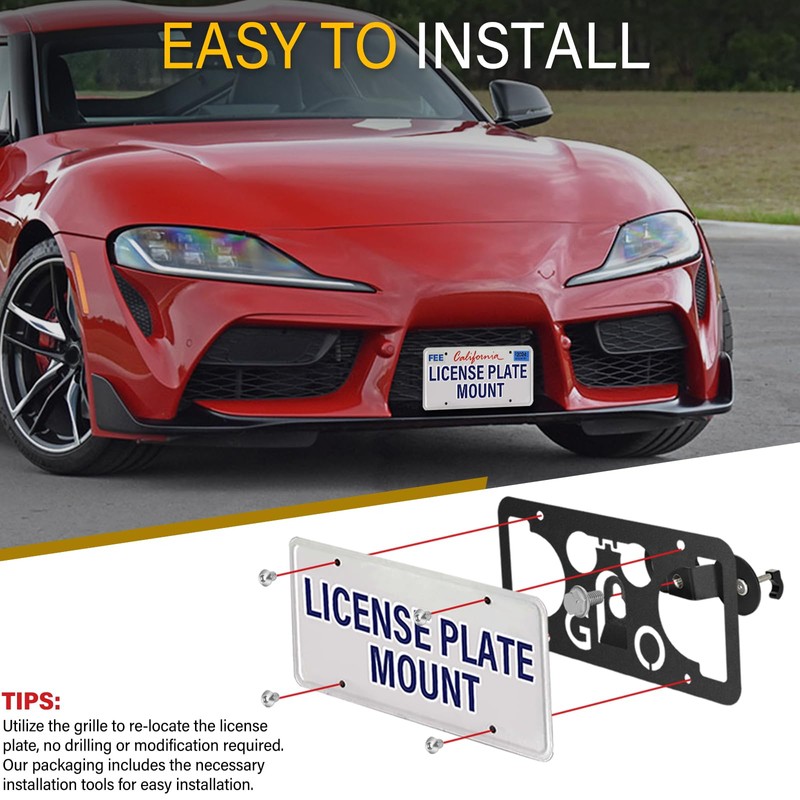 No Drill License Plate Holder Compatible with Toyota 4Runner 5th