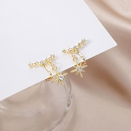 DIAMANTIO Gold Clip-On Earrings with CZ Starfish & Shell Design – 18K Gold Plated Non-Pierced Crystal Embellished Marine Style Earrings for Women