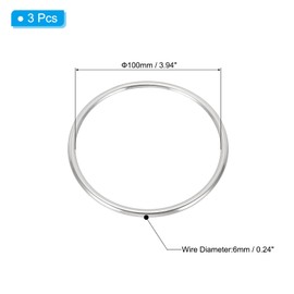PATIKIL 3 Pcs Metal Rings 2.4 Inch 316 Stainless Steel Marine Grade Ring Welded Round Multi-Purpose O Rings for Macrame, DIY Craft, Hardware, Belt, Dog Leash, 6x60mm