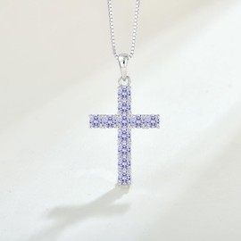 Starnny Women's 925 Silver Cross Crucifix Pendant Necklace with 3A Cubic Zirconia Jewellery for Women, Sterling Silver White Gold, Cubic Zirconia