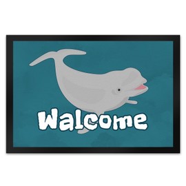 speecheese Grindwal Doormat XL in 40 x 60 cm with Ocean Motif and Saying Walcome Welcome Sea Mammals Whales Whale Animal Ocean Sea Doormat Welcome Whale Safari Giant of the Oceans Wall Lovers