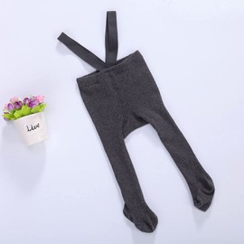 Zukmuk Baby Knitted Tights with Straps Warm Leggings High Waist for Newborn Infants Toddler Girls (0-6 Years), dark grey, 0-12 mois