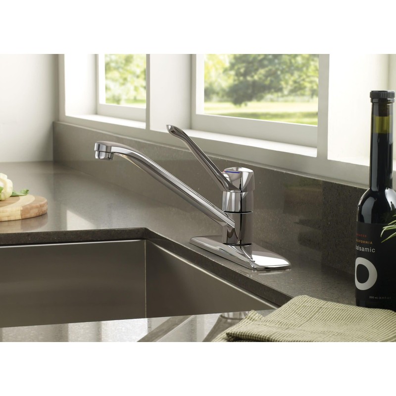 Moen Chateau Chrome One-Handle Low Arc Kitchen Faucet for 3-Hole