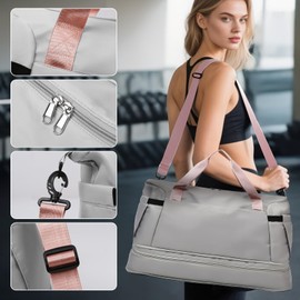 Trendy Women's Travel Duffel: Multi - Purpose Sports Tote, Shoulder - Comfortable Weekender Overnight Bag (Grey)
