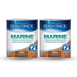 SEAL-ONCE Marine Ready Mix - 2 Gallon Penetrating Wood Sealer Waterproofer & Stain (Clear). Water-Based, Ultra-Low VOC Formula for high-Moisture Areas to Protect Wood Docks, Decks & Piers.