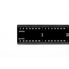 PEC Tools 161-018EZ, 18 Inch Flexible Ruler, 16R (32nds, 64ths, 50 THS, 100ths),Made in US, Stainless Steel, Black Chrome