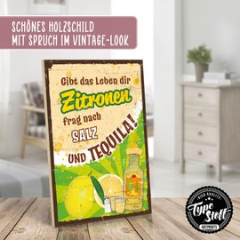 TypeStoff Wooden Sign with Saying - Lemons - Vintage Look with Quote as Gift and Decoration on the Theme of Tequila and Art of Life - HS-00780