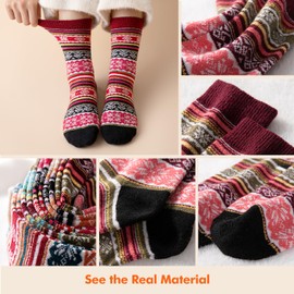Nimalpal 5 Pairs Wool Socks - Cozy & Warm Wool Crew Socks for Men & Women, Winter & Hiking