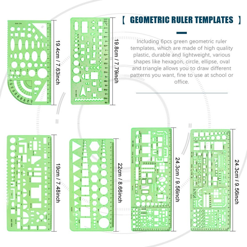 Glarks 16 Pieces Measuring Templates Building Formwork Stencils Geometric Drawing
