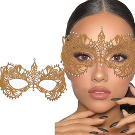 Blindery Lace Eye Mask Costume Mask Lace Masquerade Mask Women Party Ball Venetian Masks for Ball Proms and Party (yellow)