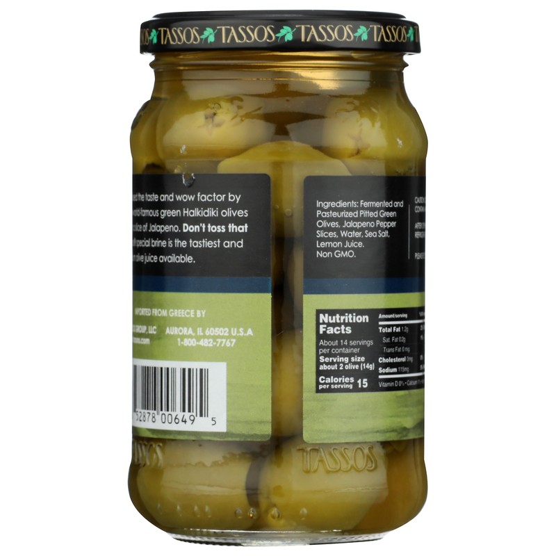 TASSOS Jalapeno Stuffed Olives, 12.73 OZ