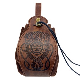 JAOYU Vintage Medieval Drawstring Pouch Leather Coin Pouch Drawstring Retro Portable Belt Bag Renaissance Pouch Bag Viking Pirate Accessories