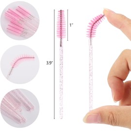Tbestmax 50 varillas de rímel desechables, cepillos de cristal para cejas, extensiones de pestañas, brochas de maquillaje y pestañas postizas.