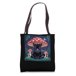 Women Black Panther Cottagcore Mushroom Hat Grunge Aesthetic Tote Bag