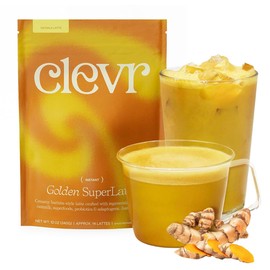 Clevr Blends Turmeric Powder, Golden Milk Instant Latte Mix, Superfood Powder with Oat Milk, Lions Mane, Reishi Mushroom, Organic Spices, Coconut Cream, Ashwagandha, Serve Hot or Iced, 14 Servings