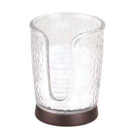 iDesign Rain Disposable Paper and Plastic Cup Dispenser Holder for Master, Guest, Kids' Bathroom Vanity and Countertops, 3.10" x 3.10" x 4", Clear and Bronze